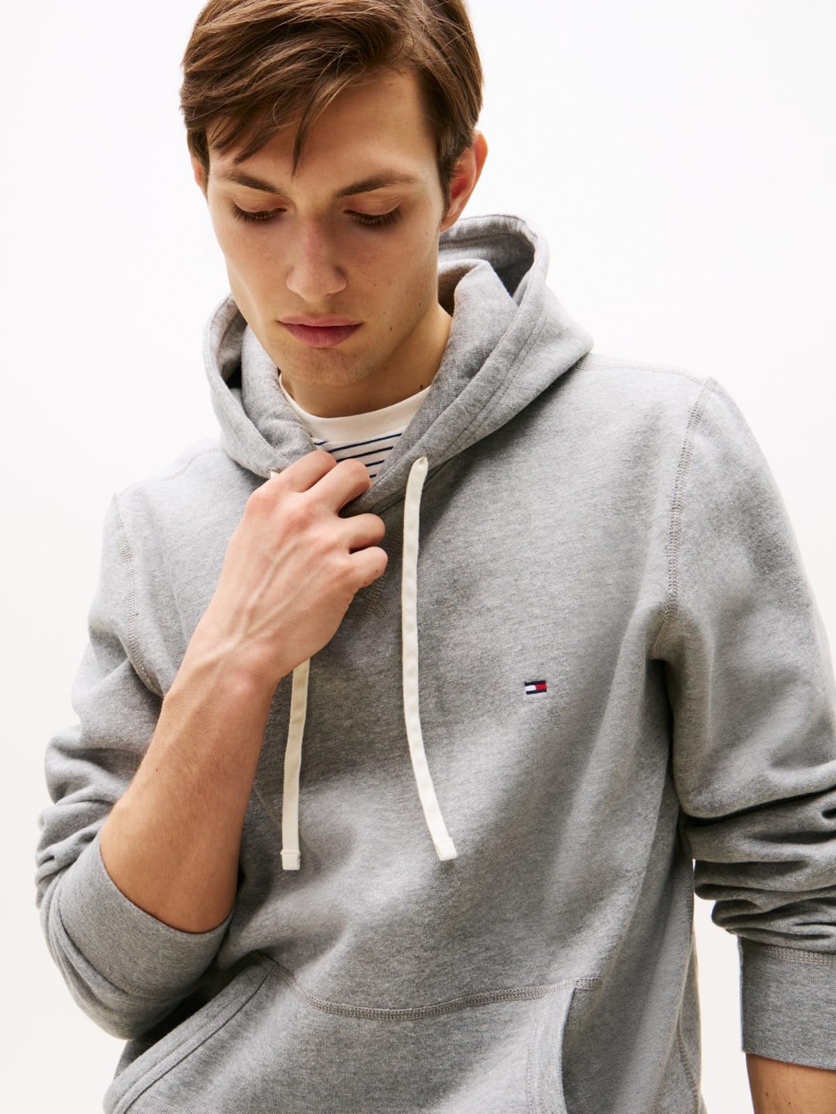 Tommy Hilfiger Męska bluza z kapturem z polaru o regularnym kroju, Szary (średni szary wrzos), XXL