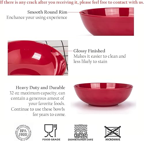 Miniatura 7 de KOXIN-KARLU Tazones de melamina, cuencos de pasta de 7.5 pulgadas, juego de 6 unidades, color negro