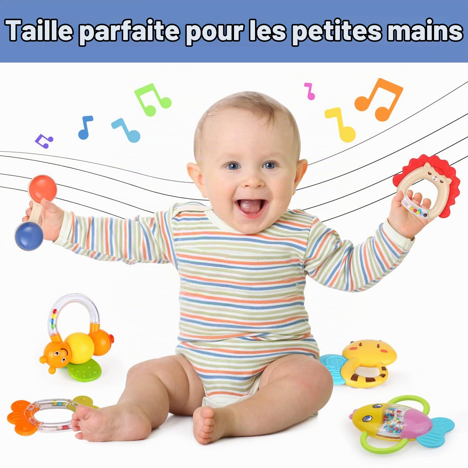 MOONTOY Hochet de Dentition Ensemble Bébé Jouet Shaker Grab Hochet Bébé Infantile Nouveau-Né Jouets Jouets Éducatifs Tôt pour 3 6 9 12 Mois Garçons Filles Bébé Cadeaux