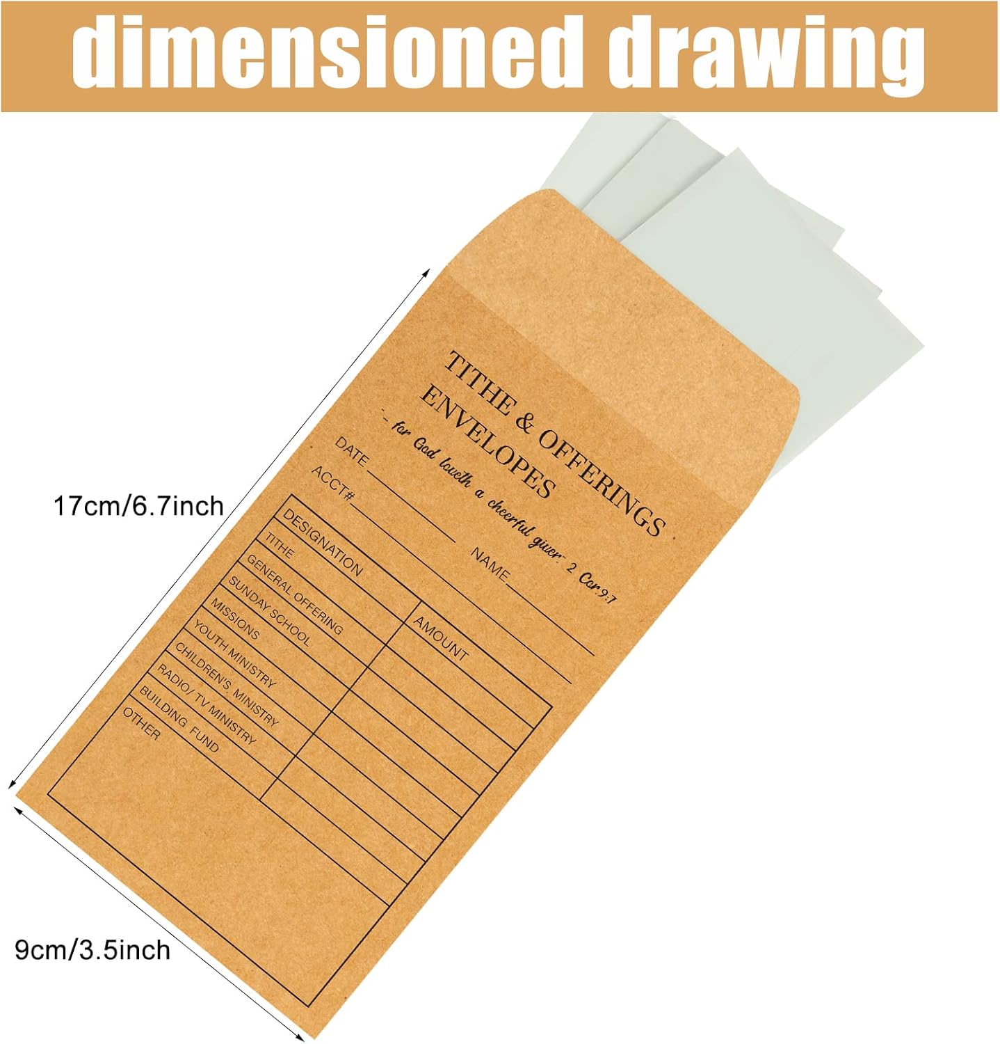 Church Supplies Tithe and Offering Envelope Kraft Offering Tithe Envelopes for Religious Church (200 Pieces)