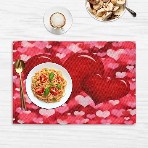 Miniatura 6 de Love Art Decor Placemats Set of 4 Table Mats Washable Placemat Waterproof Place Mats for Party Home Dining Table Decor 18x12 in