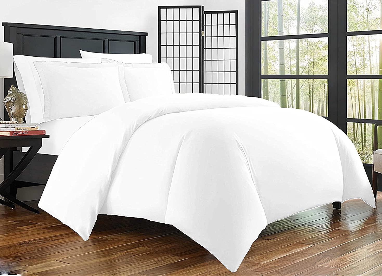 Amigozone White 100% Egyption Cotton 400 Thread Count Duvet Cover Set (, Double)