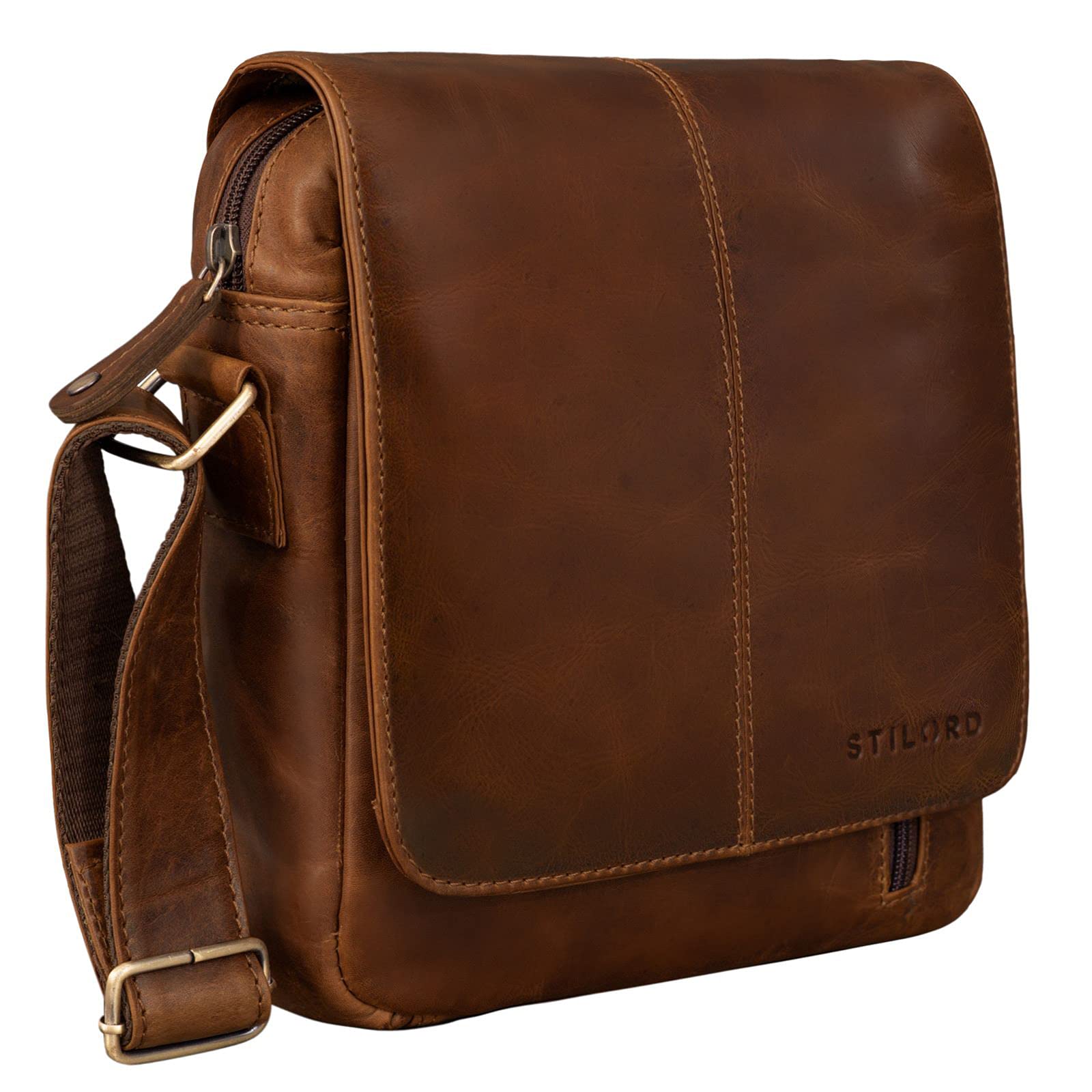 STILORD “Matt” Borsello in Pelle da Uomo Messenger bag piccola Cross Body Borsa a tracolla Borsetta da Viaggio Vintage Colore:mocca - marrone scuro