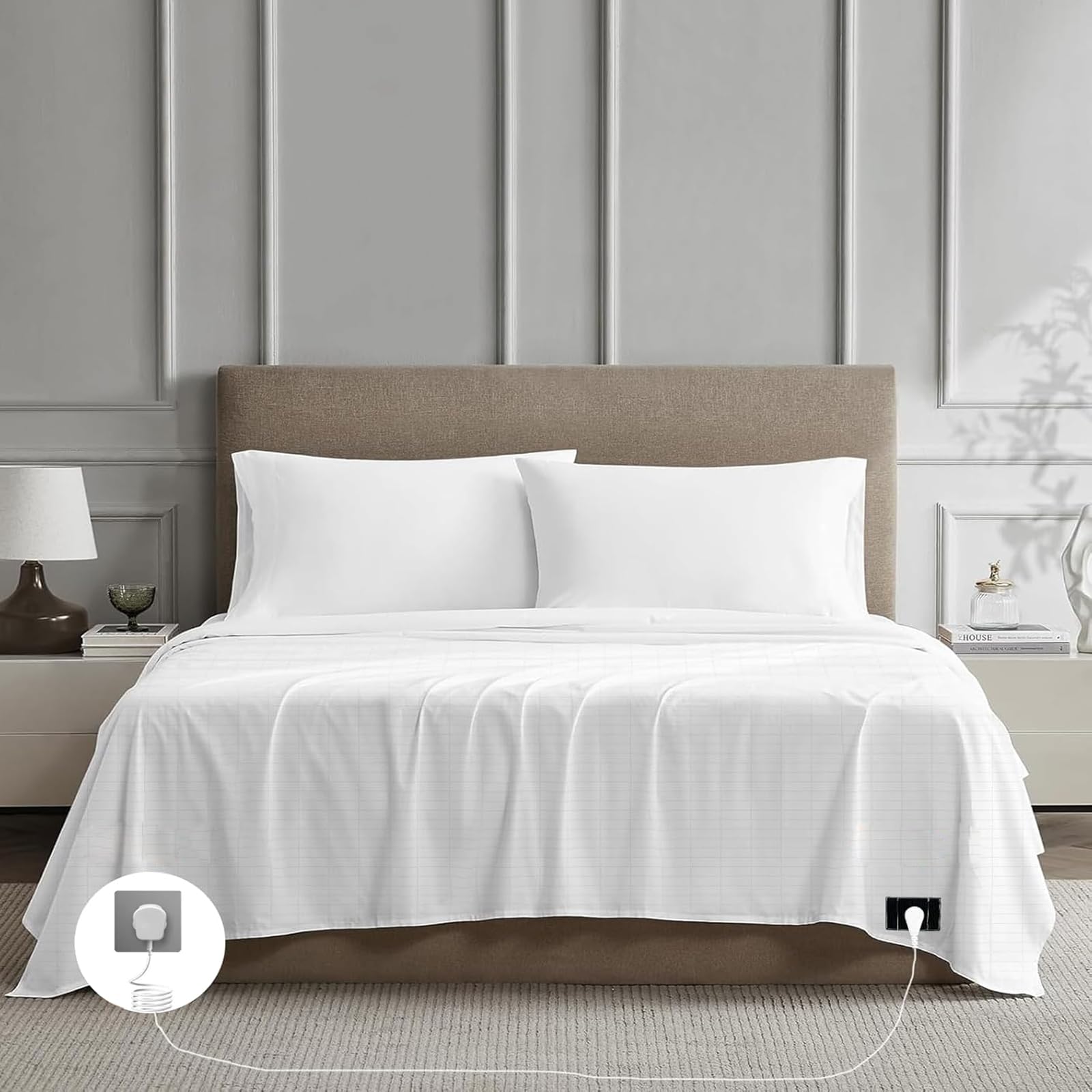Grounding Sheet for Bed, Organic Cotton and Silver Fiber, Indoor Grounding Sheets for Full Body Balance & Wellness Support (Beige, 80x203cm)