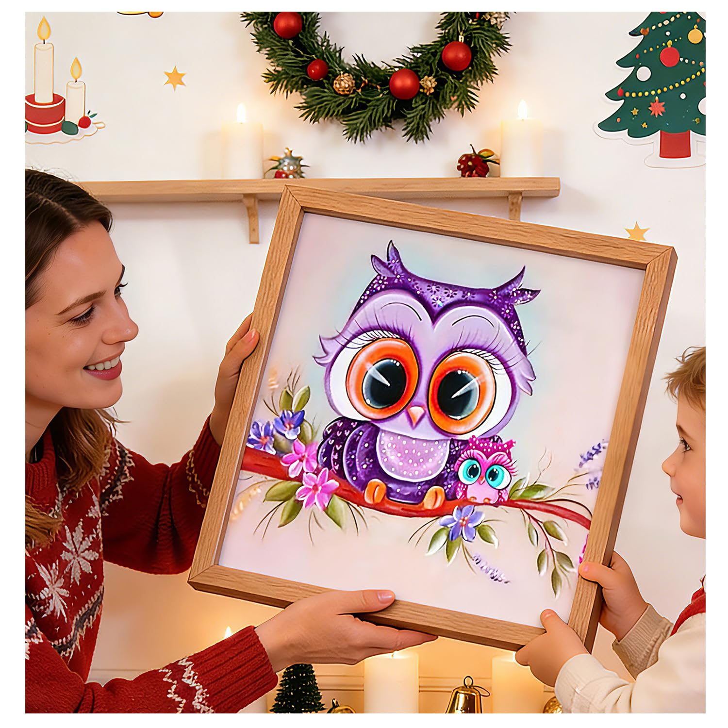 O&Btrc01 Owl Diamond Art Kits For Kids Or Adults - 5D Diamond Painting Kits For Adults Or Children, Gem Art For Kids Adult, Aimal Bead Diamond Art Kits Adult 30X30cm/12X12 Inch