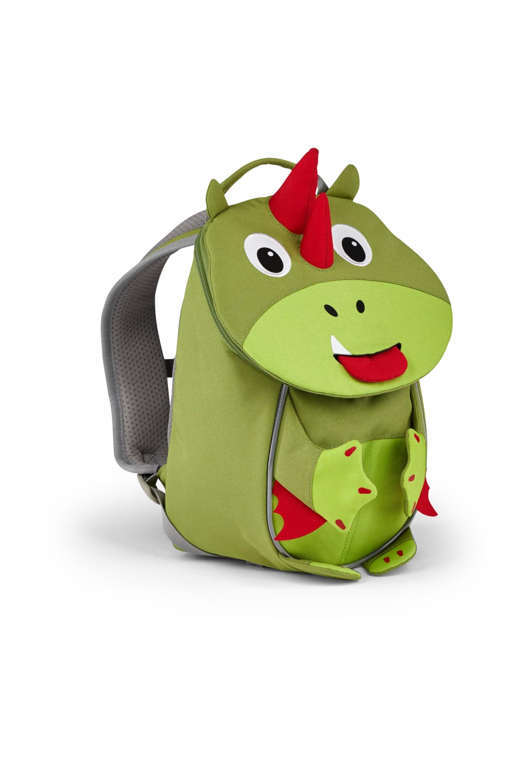 Affenzahn Kinderrucksack Kleiner Freund Drache - Grün | Ergonomischer Kindergarten-Rucksack für Kinder von 1 bis 3 Jahren mit Reflektoren, Ziehzunge und Namensschild