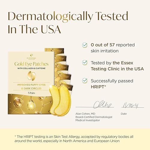 Miniatura 17 de PLANTIFIQUE Parches dorados para ojos hinchados 20 pares Regalos Máscaras debajo de los ojos para ojeras Geles de ojos hinchazón Máscara