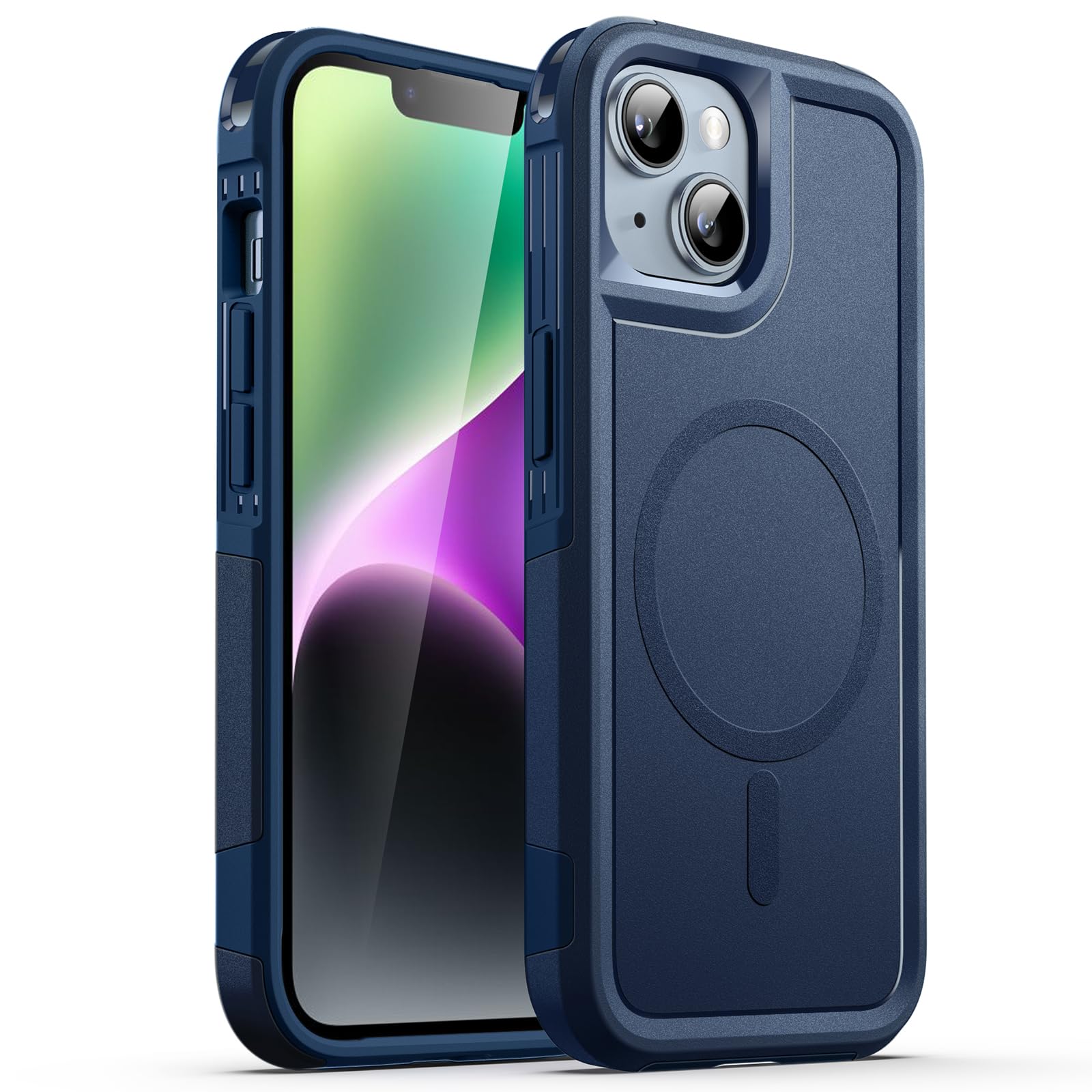JETech Case for iPhone 14 6.1-Inch Compatible with MagSafe, Heavy Duty Dual-Layer Rugged Protection, Shockproof Protective Tough Phone Magnetic Cover (Blue)