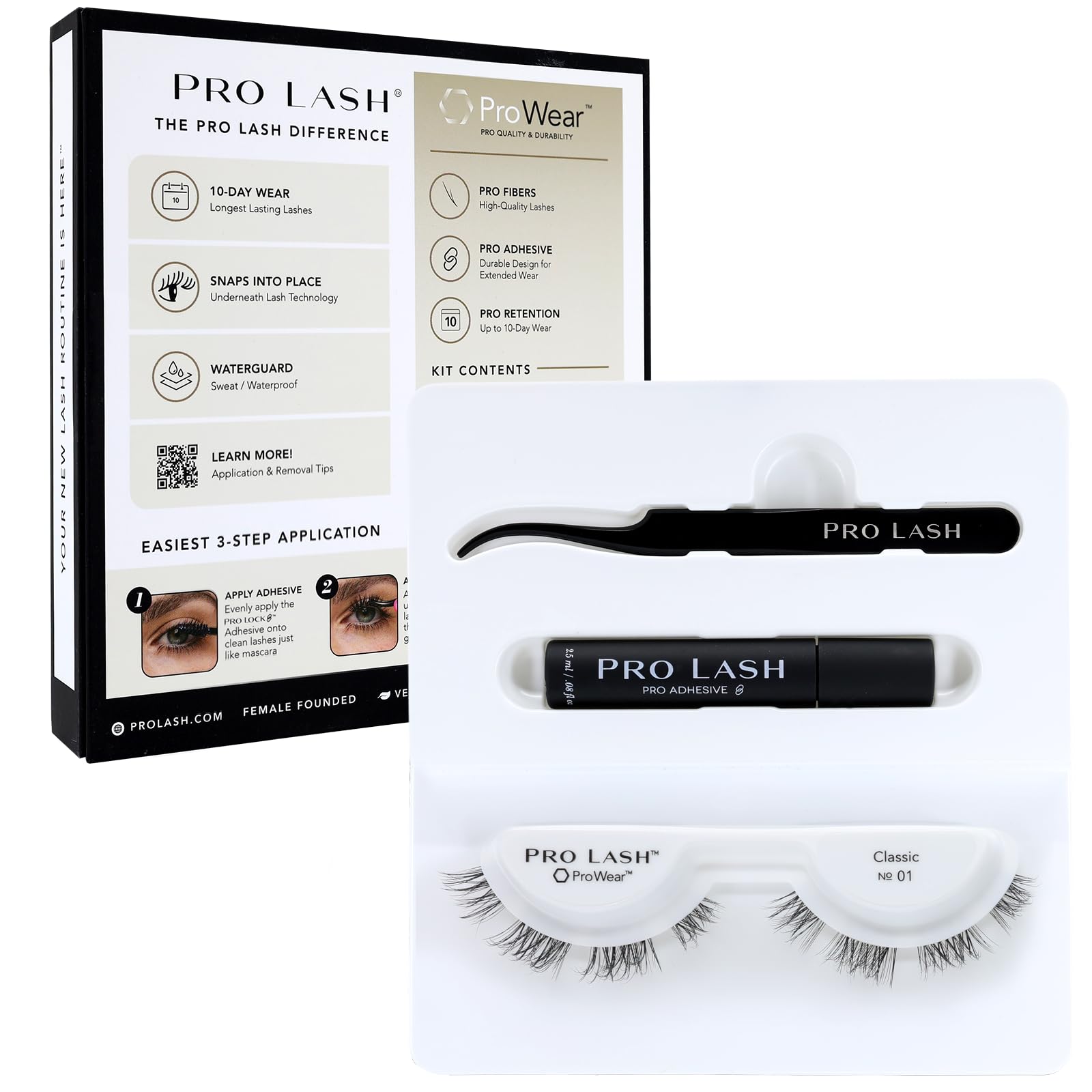 Pro Lash Mini-Kit, professionell gestylte Wimpern zu Hause, einfache Anwendung, professionelle Qualität, wasserdicht, hält bis zu 10 Tage mit ProLock-Klebesystem, (klassisch)