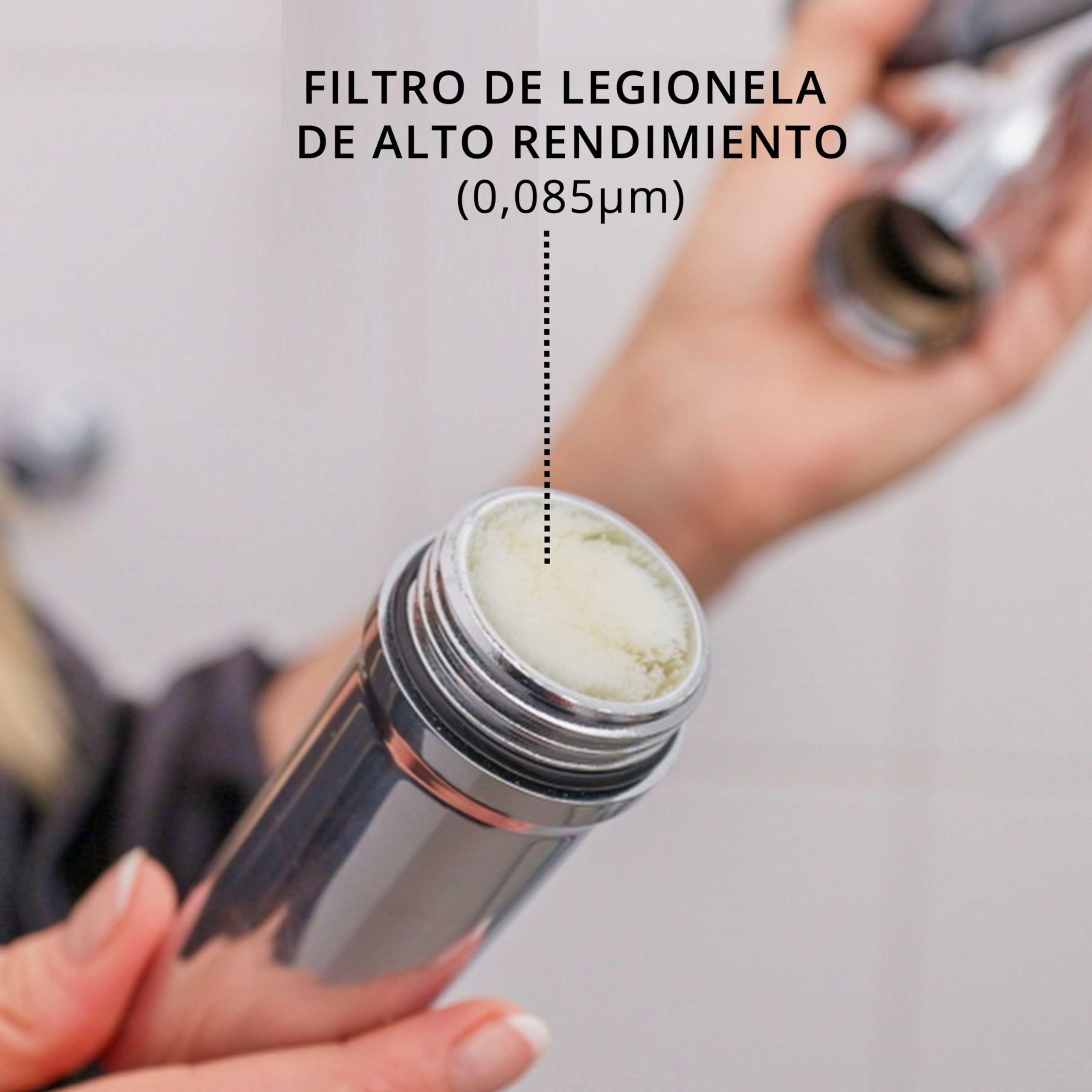 Cabezal de ducha con filtro Legionella, protección a largo plazo, elegante y discreto
