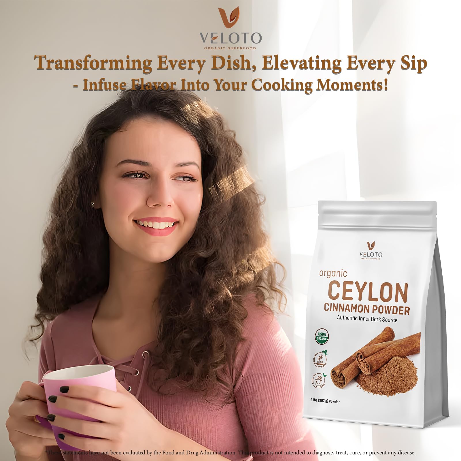 Bio Ceylon Zimtpulver 100% rein ohne Zusatzstoffe ohne Konservierungsstoffe GMO frei Vegan Perfekt zum Backen, Kochen und Getränke 907G