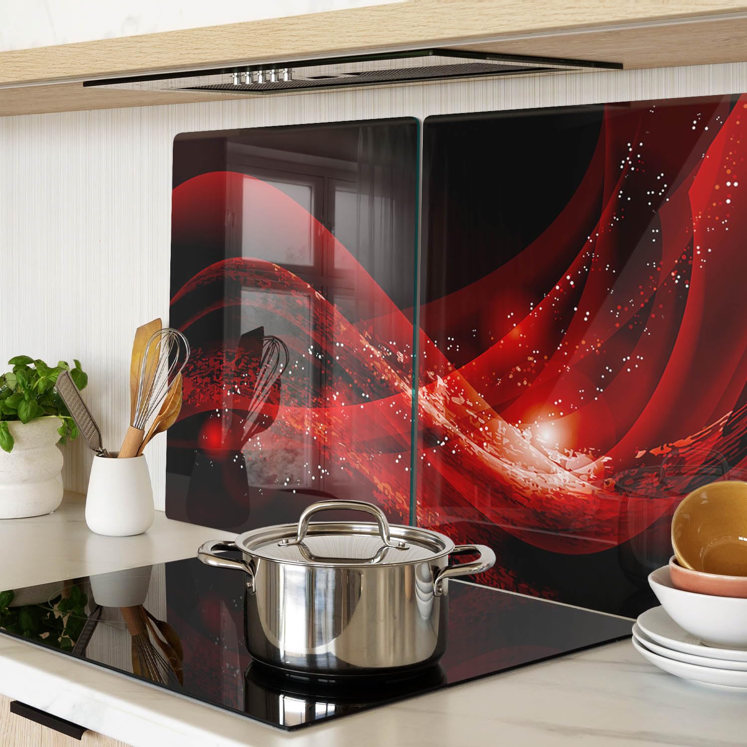 Tagliere in Vetro Temperato 2x40x52 cm da Cucina Piccolo con Piedini Antiscivolo Durevole Resistente al Calore con Stampe Set di 2 Piastre Rettangolare Antigraffio - Piccola finestra per gatti