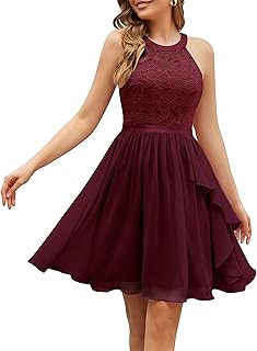 Women's Bridesmaid Dresses, Halter Sleeveless Cocktail Dress Ruffle A Line Short Prom Dress 2025