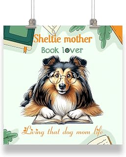 Ninety3POD Shetland Sheepdog Sheltie Mother Book Lover Happy Mother's Day Square Poster Sheltie Dog Lover Gifts Idea Wall Art Home Decor - 004