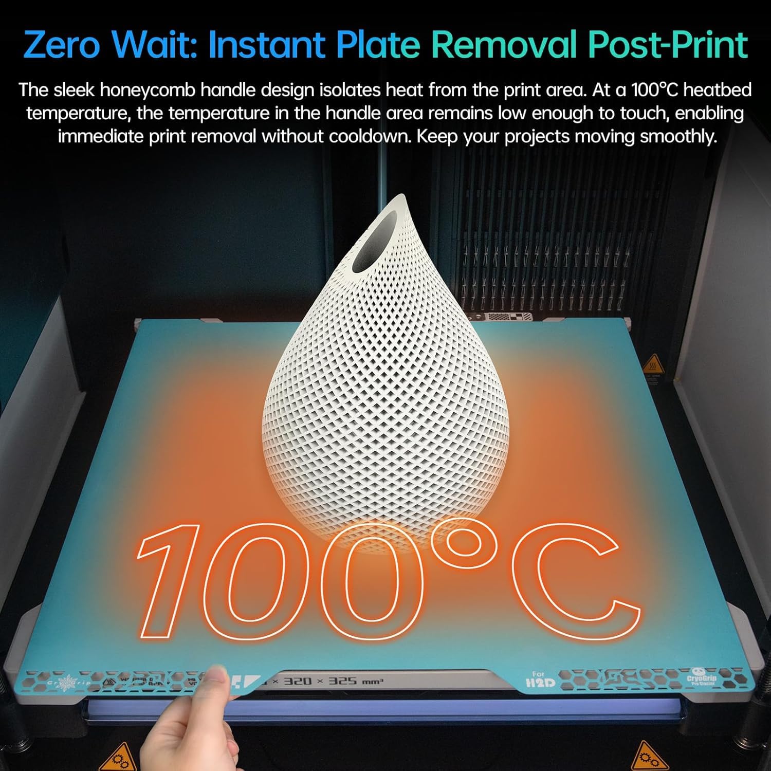 BIQU CryoGrip Pro Glacier Panda płyta montażowa, dwustronna stal sprężynowa dla drukarki 3D Bambu-Lab H2D, ulepszony montaż płyty, mocne przyleganie, 346x355mm
