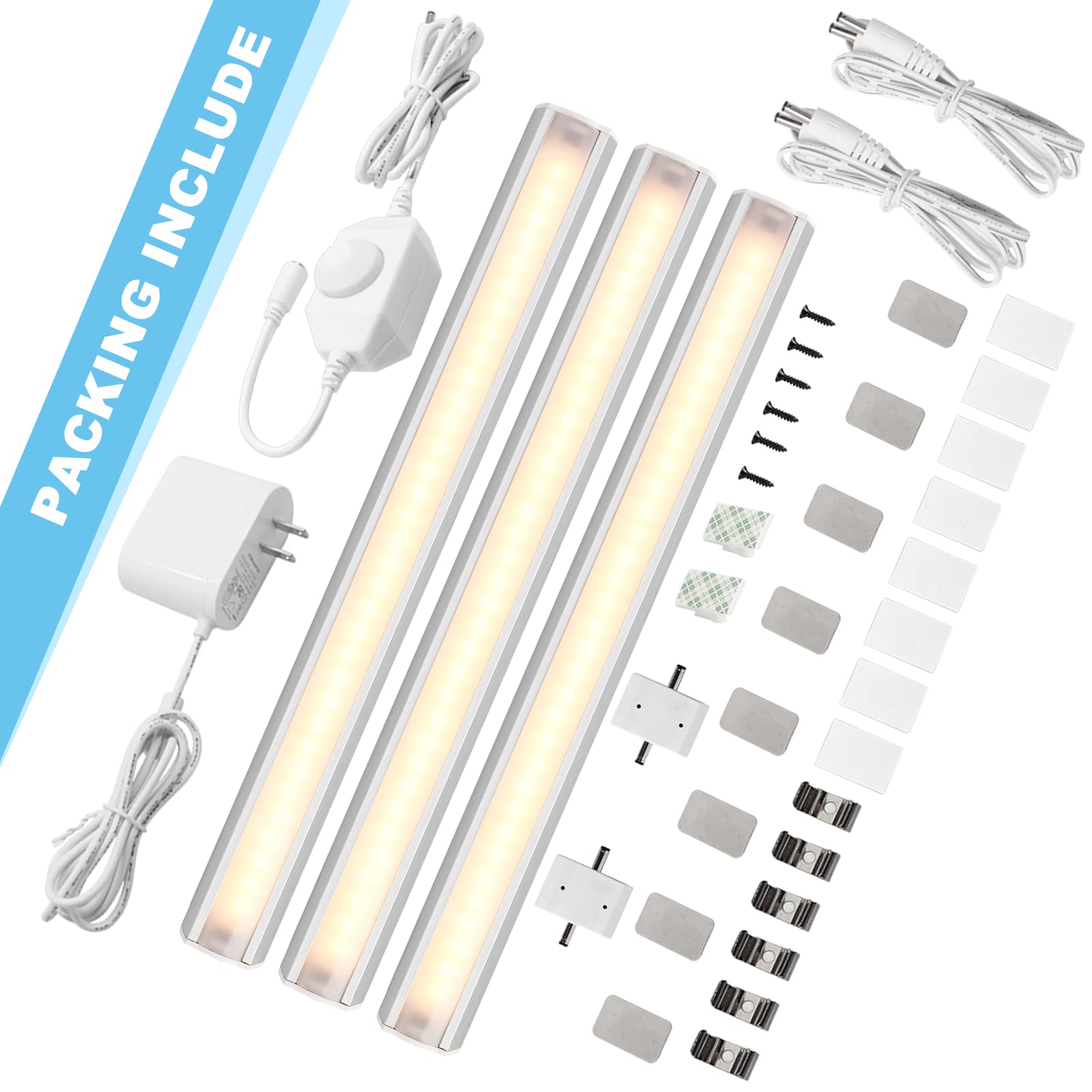 Buy Under Counter Lights for Kitchen, 3 Packs Plug in Led Under