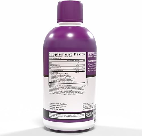 Miniatura 2 de Fórmula líquida de belleza de colágeno con aminoácidos, proteína y biotina, delicioso sabor a uva, morado, 16 onzas, 32 porciones