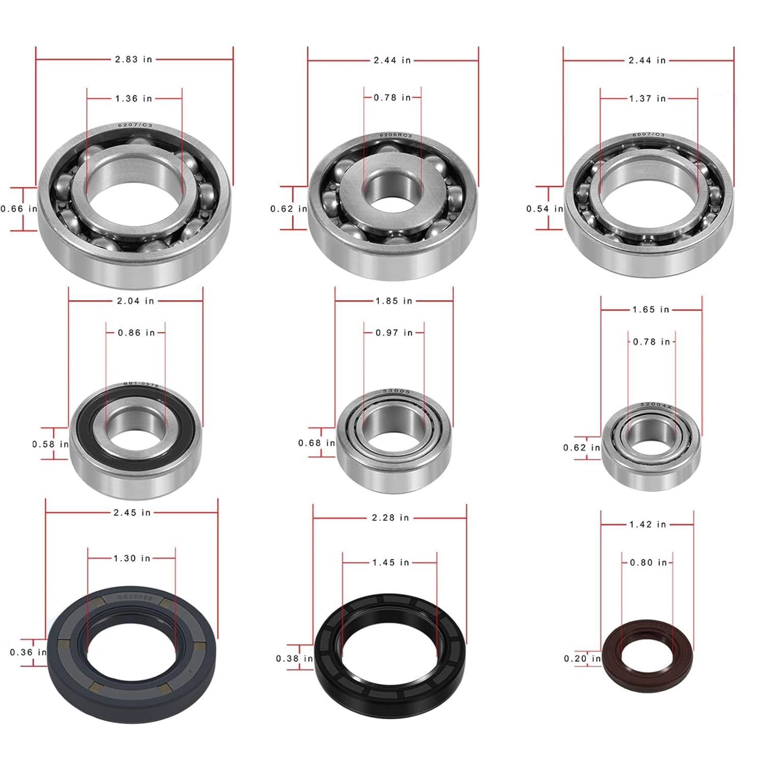 Gearbox Bearing & Oil Seal Repair Rebuild Kit for Suzuki Ignis 1.3/4x4 2000-2006 and Swift 1.3/4x4 INJ 2003-2010 (9 Pcs)