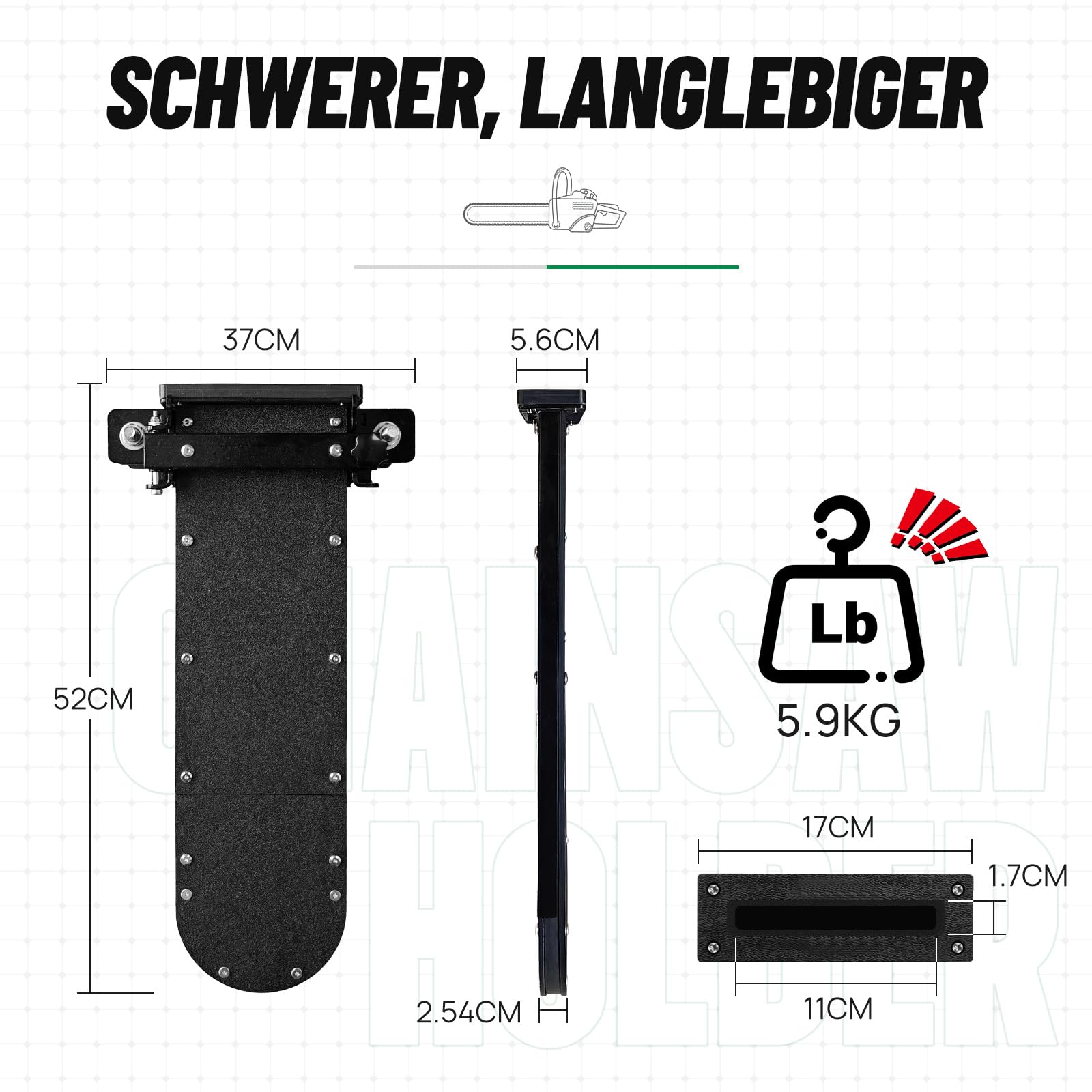 Zozen Hochleistungs-Kettensägenhalterung für Traktoren,passend für alle Kettensägengrößen,5,9kg–Seitlich zu öffnende Türhalterung+Sägescheide, tragbar, robust und wackelfrei, universelles Kettensägen.