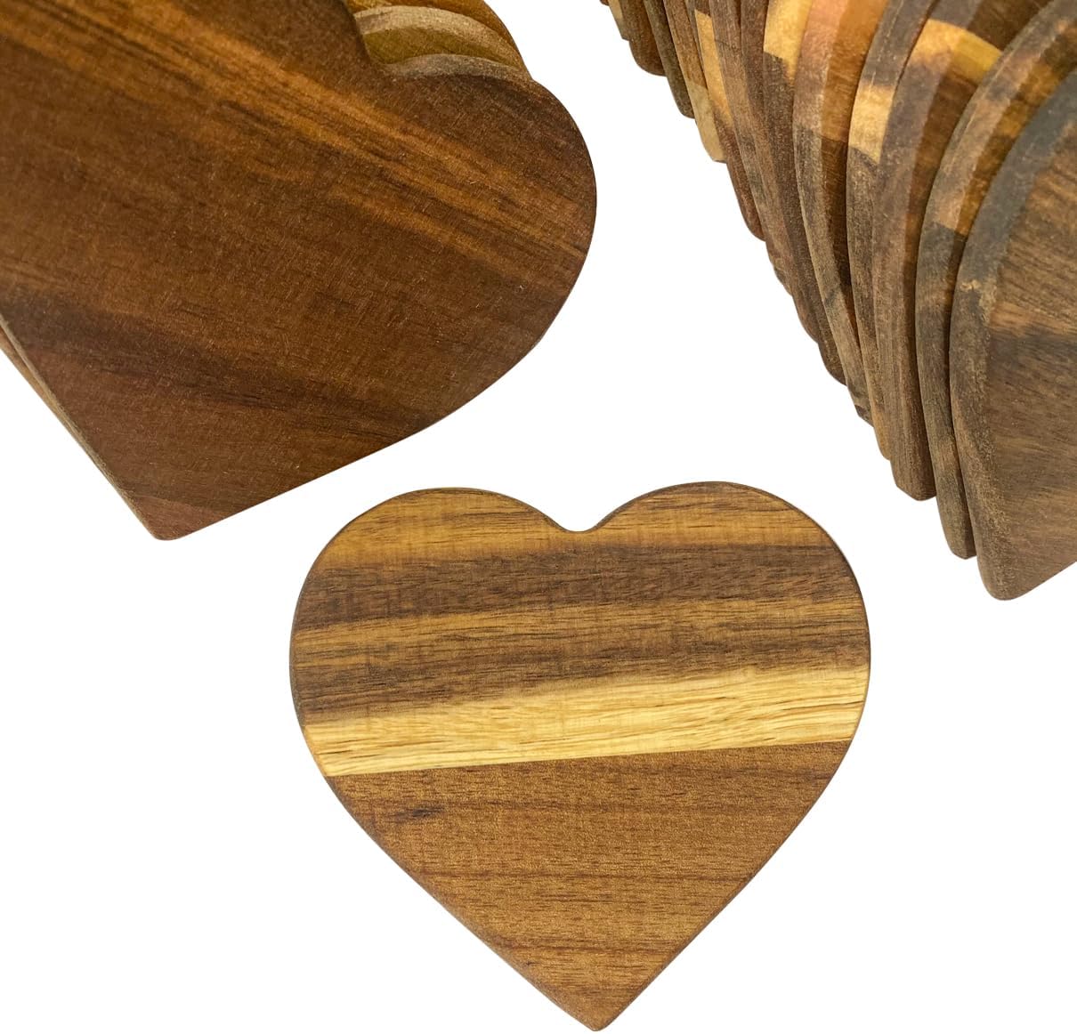 36 Pack 4 Inch Heart Shaped Coaster for Valentine's Day Acacia Wood Drink Coasters for Fathers Day Acacia Wood Cup Coasters for Mothers Gifts and Crafts - Image 4