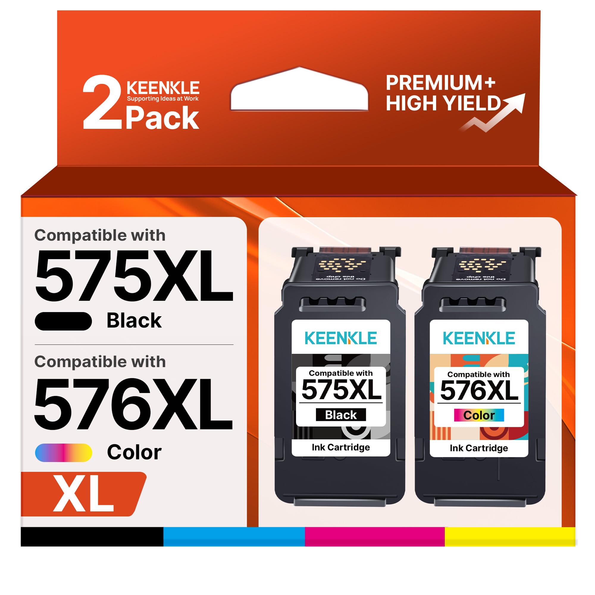 KEENKLE PG-575XL CL-576XL Cartucce Sostituzione per Canon 575 576 XL 2-Pack | PG-575 CL-576, Pixma TS3550i, TR4755i, TS3750i, TR4756i, TS3551i, TS3751i, TS3752i, TR4750i, TR4751i, Compatibili per Canon