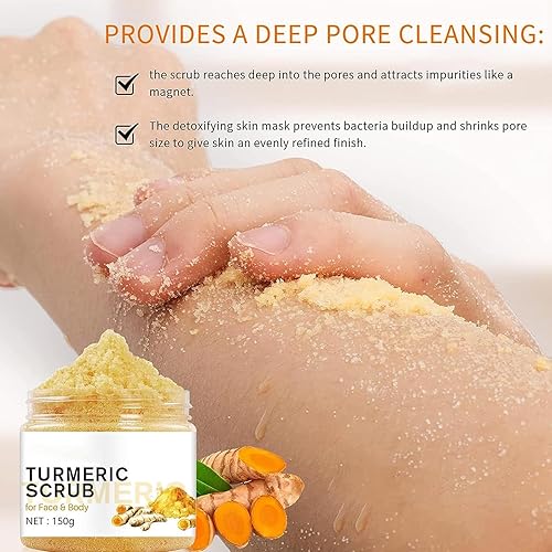 Miniatura 4 de Exfoliante corporal, exfoliante corporal de cúrcuma, exfoliante corporal hidratante para piernas de fresa, exfoliante de sal para mujeres y niñas,