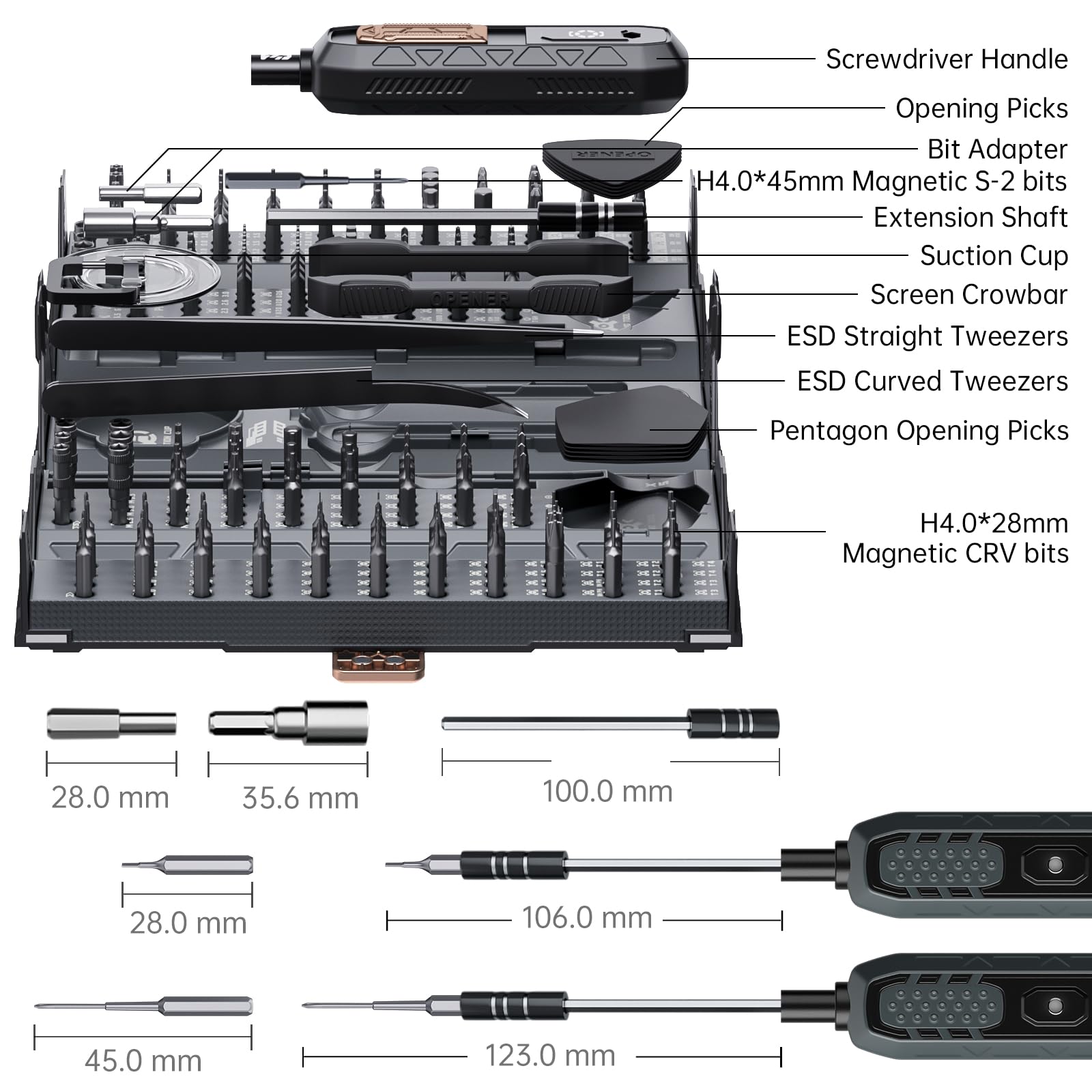 JAKEMY - Mini set di cacciaviti di precisione, 180 in 1, kit di riparazione per computer portatile, punte magnetiche multi-bit per fai da te, computer, PS5, Xbox, RC auto, gioielli, occhiali, orologi,