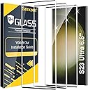 3 Pack Galaxy S23 Ultra Screen Protector, HD Clear Tempered Glass, Fingerprint Unlock, 3D Curved, Scratch Resistant, No Bubble for Samsung Galaxy S23 Ultra 5G Glass Screen Protector