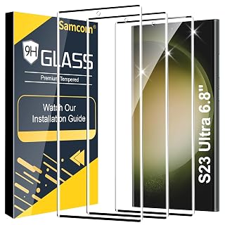 3 Pack Galaxy S23 Ultra Screen Protector, HD Clear Tempered Glass, Fingerprint Unlock, 3D Curved, Scratch Resistant, No Bubble for Samsung Galaxy S23 Ultra 5G Glass Screen Protector - Amazon product rated Grade A