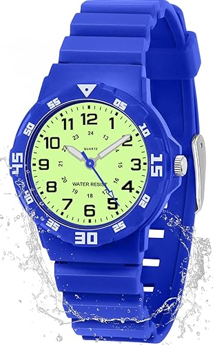 Reloj analógico para niños, resistente al agua, para enseñar el tiempo, para niños y niñas, correa suave para aprender
