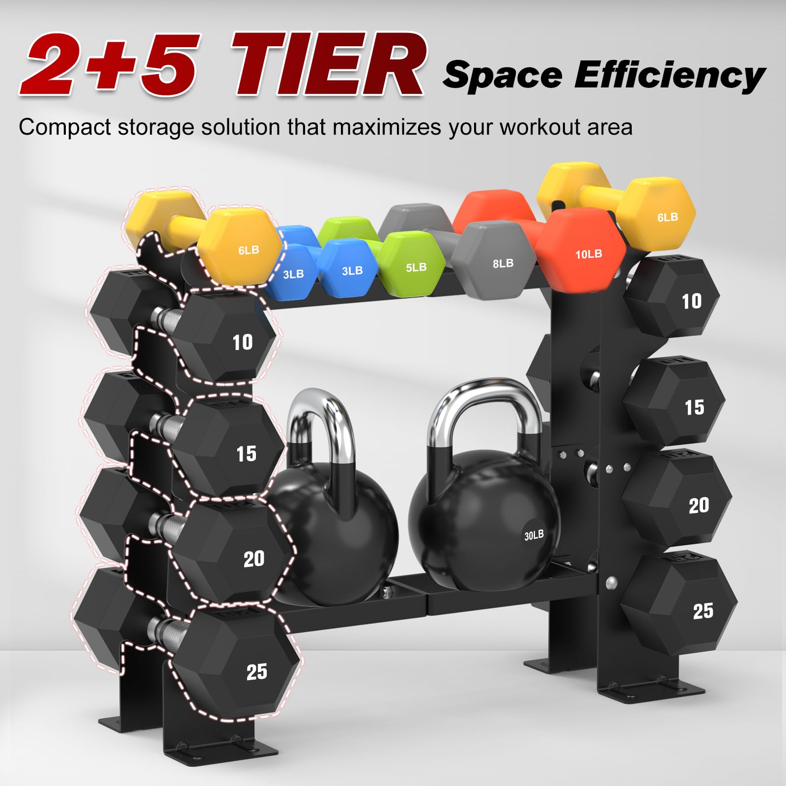 RELIFE REBUILD YOUR LIFE Rettangolo Manubri Rack Dumbbell Rack Manubri Supporto Peso Rastrelliera Pesi Porta pesi Palestra Casa