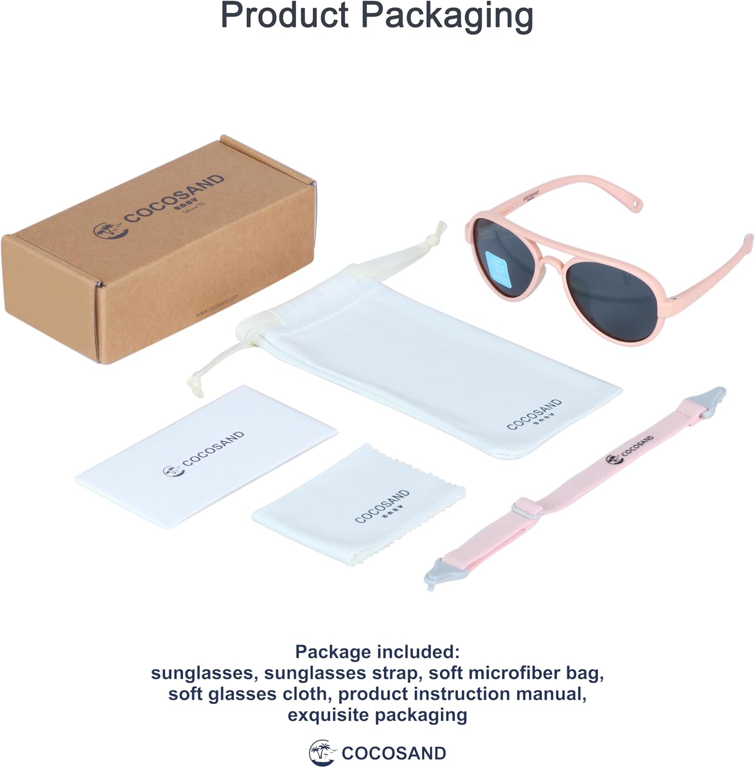 COCOSAND Baby Boys Girls Aviator Sunglasses with Strap Polarized Flexible Retro Pilot for Infants Toddler Age 0-24 Months - Image 2