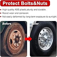 Vista 4 de Cubiertas de tuerca de 33 mm de Cabtherlyn para camiones semi, cubiertas de tuerca de 33 mm x 7 cm de plástico ABS cromado con punta, 20