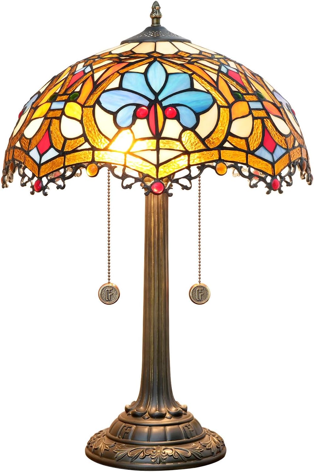 LED ティファニースタイルテーブルランプ 40 センチメートルレトロ地中海装飾ライト E27 色ガラス Lampshadefor 