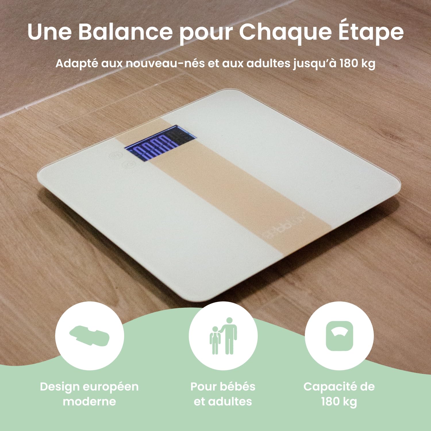 bblüv - Kilo Pro - Balance Pédiatrique Numérique, Plateau Amovible | Mesure poids et taille, Précision 5g jusqu'à 20kg, Jusqu'à 180kg pour toute la famille, Capteur haute précision, Arrêt auto