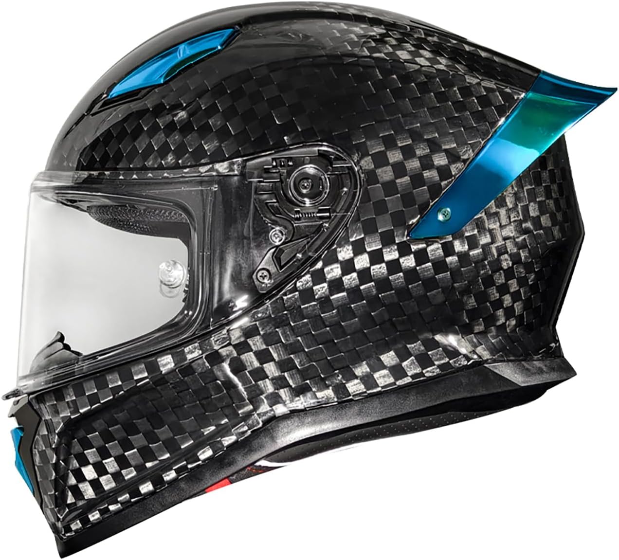 Carbon Fiber Full Face Aldult Motorcycle Helmets, DOT Approved Touring Street Motorcycle Helmet - for Men and Women Moped Scooter Helmet with Spoiler Sport