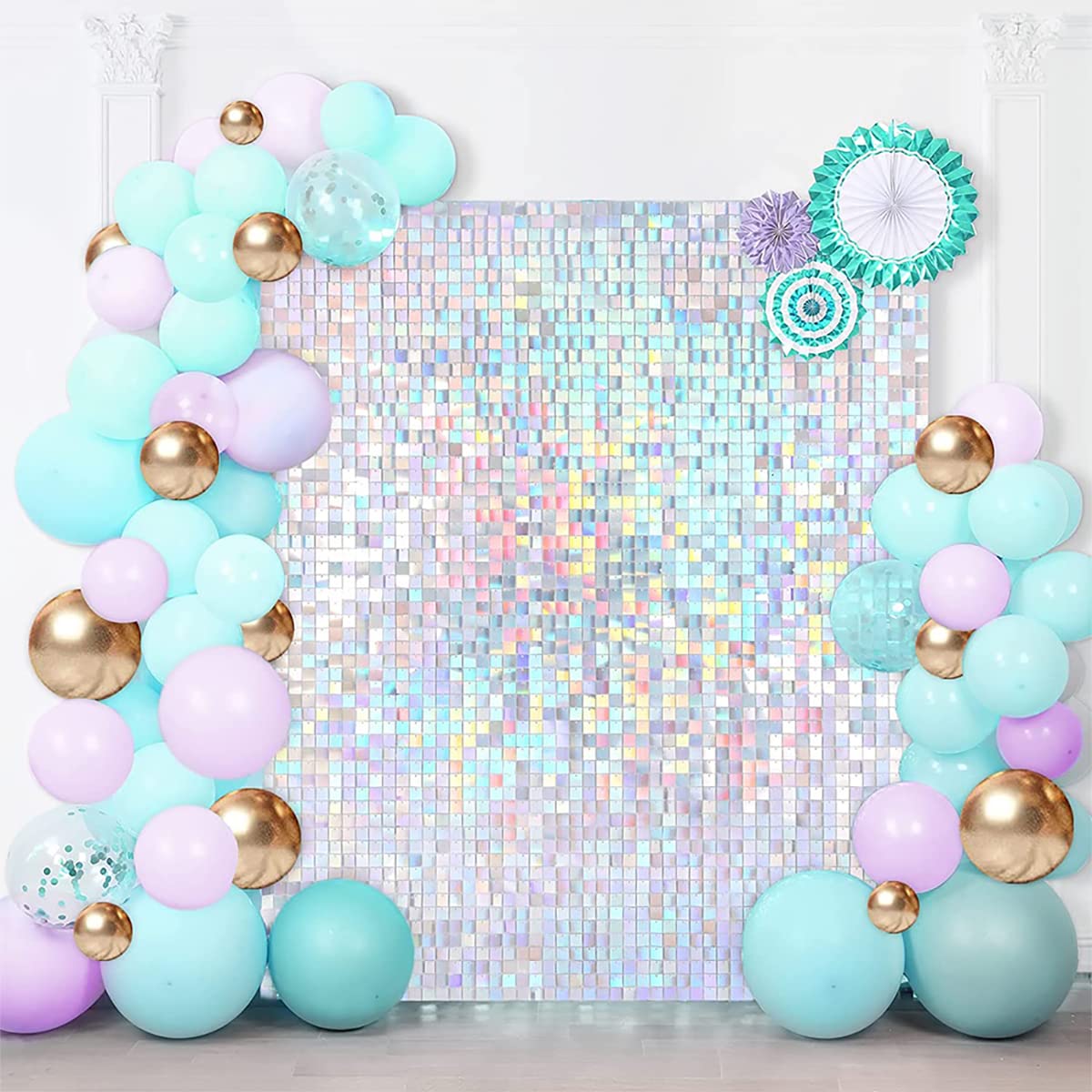 Shimmer Wall Backdrop, 30PCS Sequin Panels, Iridescent Square Decoration, Photo Backdrops, Party Stand, Matt 30x30CM for Birthday, Anniversary, Engagement