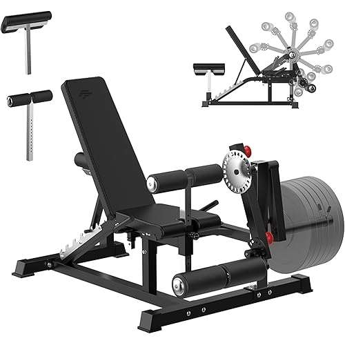 Finer Form GLX Adjustable Weight Bench with Leg Extension and Curl Machine, Total Body Bench for Home Gym, Great for Bench Press, Sit Ups, Preacher Curl, Hip Thrusts and Other Plate-Loaded Exercises