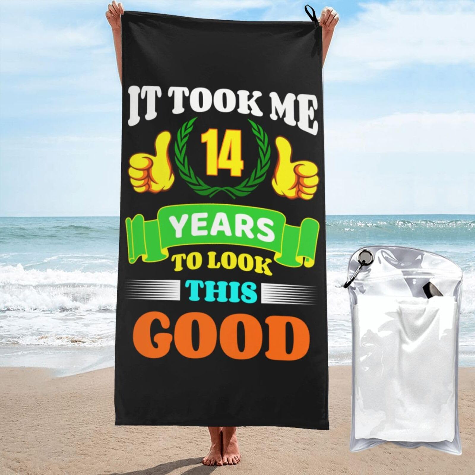 Toallas de baño de secado rápido y toalla de playa absorbente para cumpleaños de 14 años