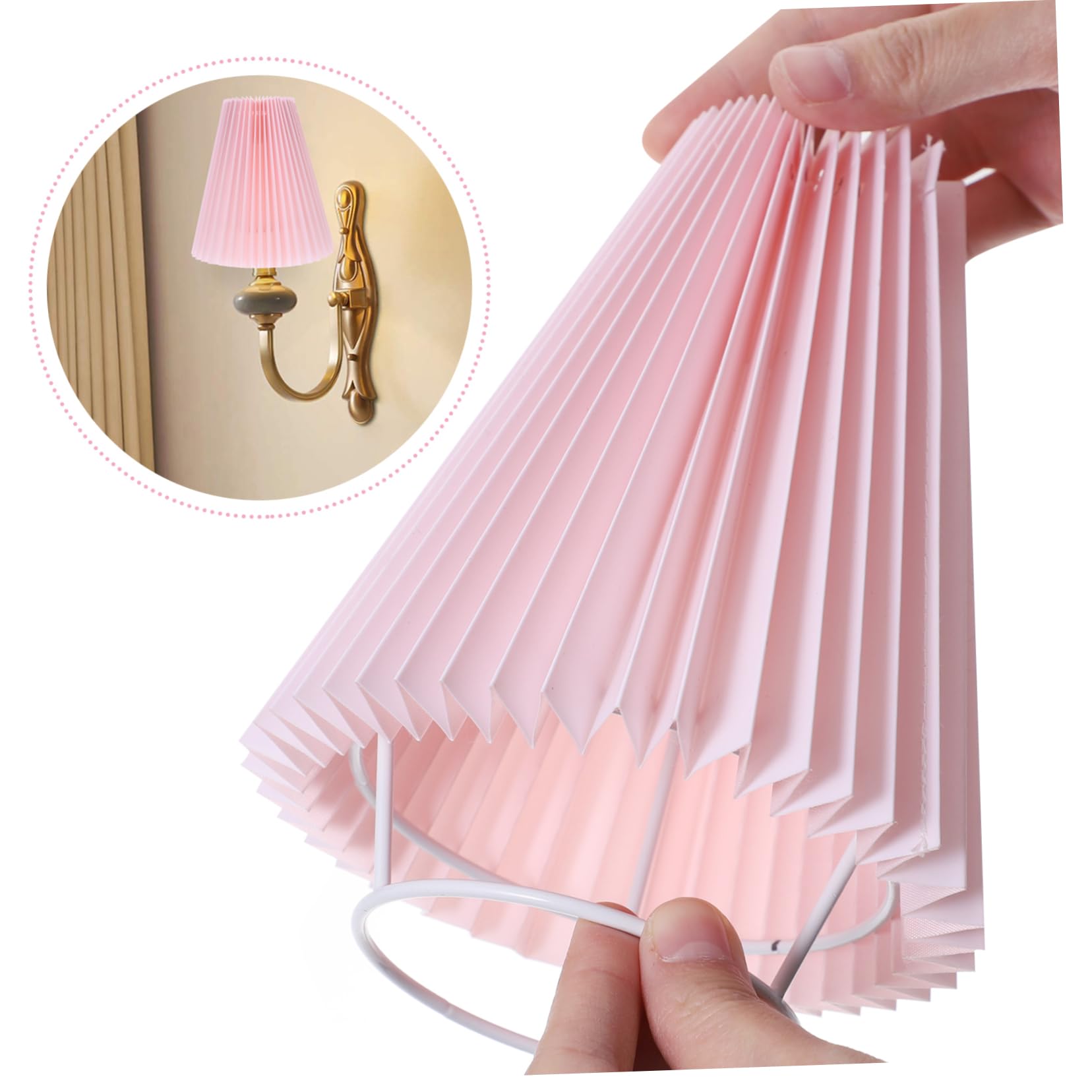 IWOWHERO Pleated Lampshade for Table Light Pink Light Cover for Lampshade Home Lamp Shade Decor