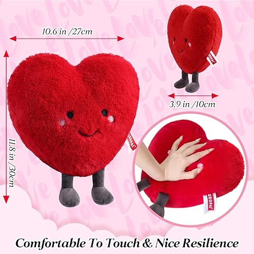 Miniatura 3 de Almohada de corazón rojo de 11.8 pulgadas, almohada de amor, bonito juguete de peluche, almohadas de corazón, animales de peluche para microondas