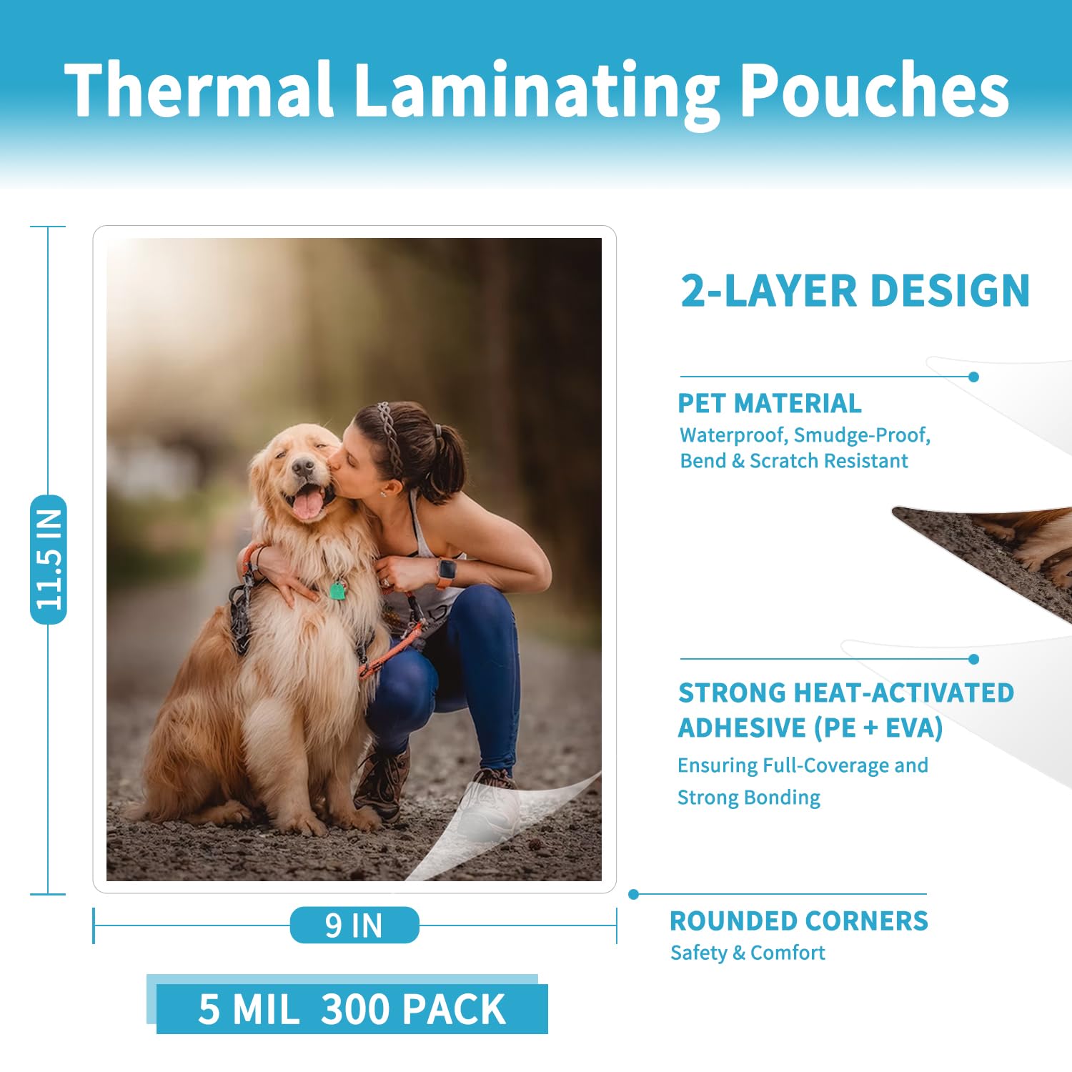 9527 Product Thermo-Laminierfolien, Folienpapier, Fotofolie, 5 mm, transparent, Briefgröße, 22,6 x 29,6 cm, 300 Stück pro Packung