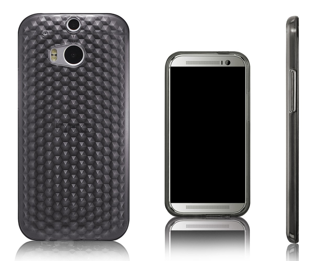 Xcessor Diamond Flexible TPU Gel Case for HTC One M8 - Grey/Transparent