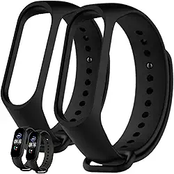 Kit 2 Pulseiras Pretas MI Band 5 6 e 7 Smartband em Silicone Ajustável Encaixe Perfeito Bracelete Reposição