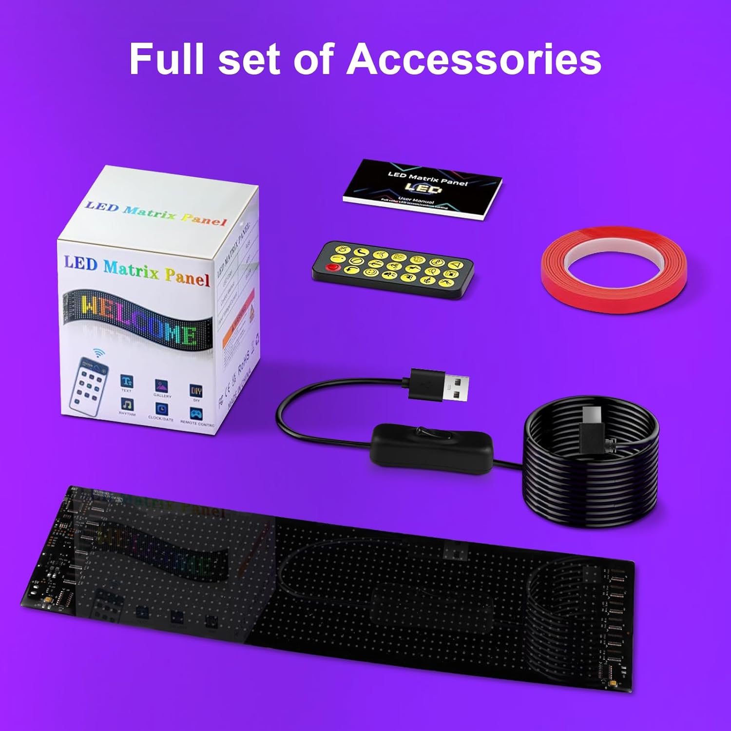 Led Sign for Car Window- 15x4'' Programmable LED Message Display for Car, USB 5V Scrolling Sign Custom Animations Text, Bluetooth APP Control Flexible LED Matrix Panel for Store Party Bar Festival - Image 9