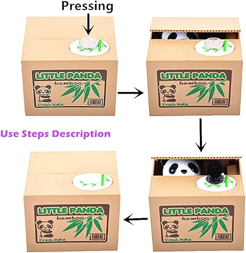 Miniatura 3 de ALIMITOPIA Caja de dinero de ahorro, travesuras vocales robando monedas, alcancía, olla de almacenamiento de monedas (panda de dibujos animados)