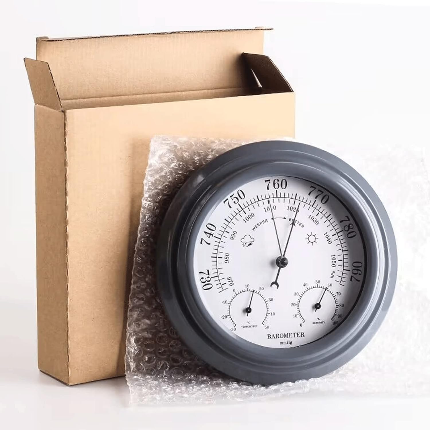 Barometer Thermometer Hygrometer,Barometer Traditional Barometer Combined Weather Dial Wall Hanging Barometer (A)