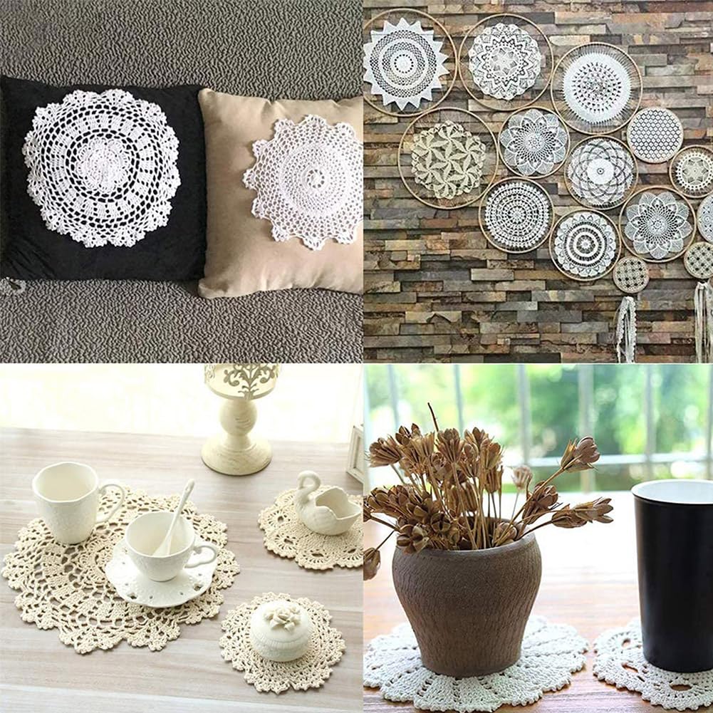 QUARKZMAN 20 stuks gehaakte bloemen om op te naaien, 45 x 45 mm, melkkatoen, handgemaakte bloemenapplicaties voor doe-het-zelf handwerk, haar, hoeden, kleding, decoratie, rozerood en geel