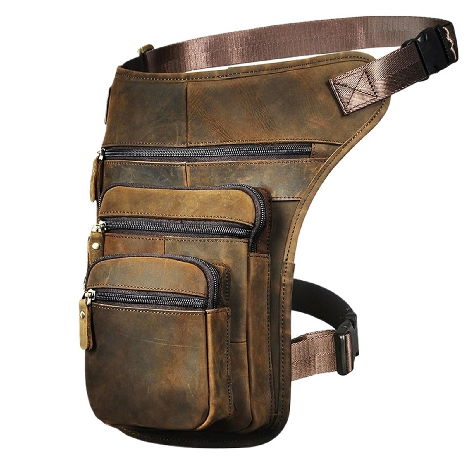 Marsupio Da Gamba Borsa a tracolla da uomo in pelle con design tablet, vintage, da viaggio, con cintura, da gamba cadente
