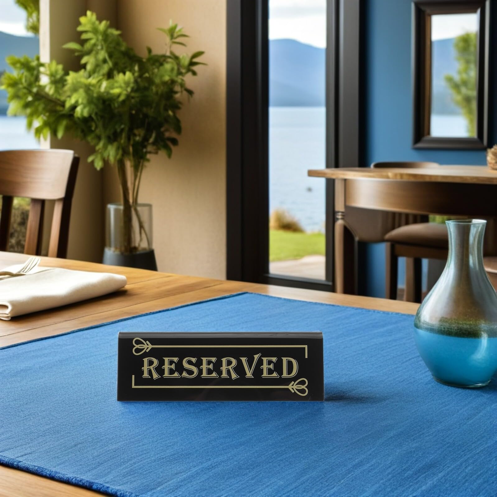 Beaupretty 10 Carteles Acrílicos de Mesa Reservada Negros para Restaurante, Bodas y Eventos, Señalización Doble Cara Reutilizable para Banquetes y Recepciones, Marcadores de Asiento